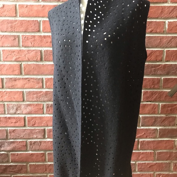 •Unique Wool Long Open Cardigan Wrap Sleeveless Coat Hand Crafted One of a Kind - Picture 15 of 16